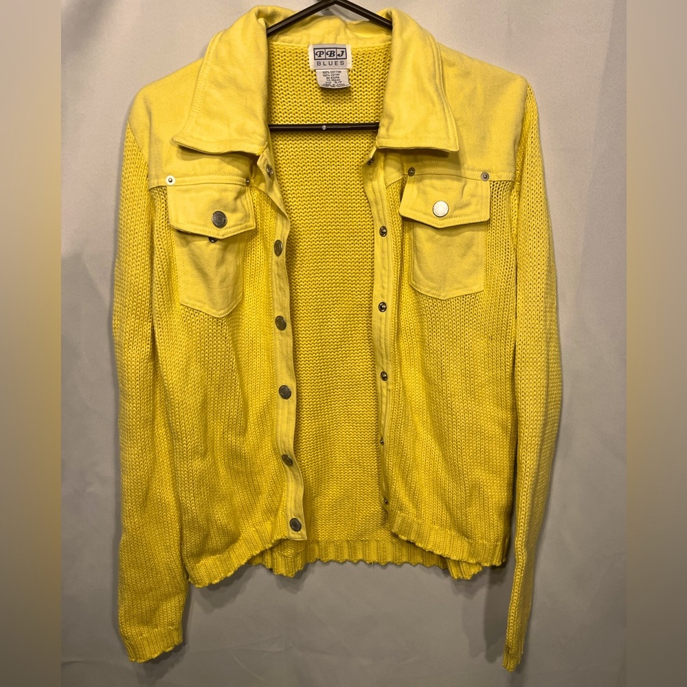 PB&J BLUES Yellow Knit Button-Front Sweater  Jacket